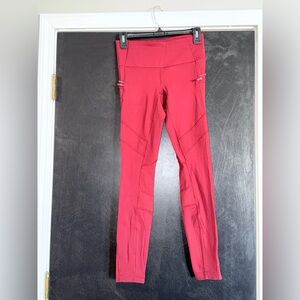 Lululemon Red Leggings w/ pockets & bottom zippers